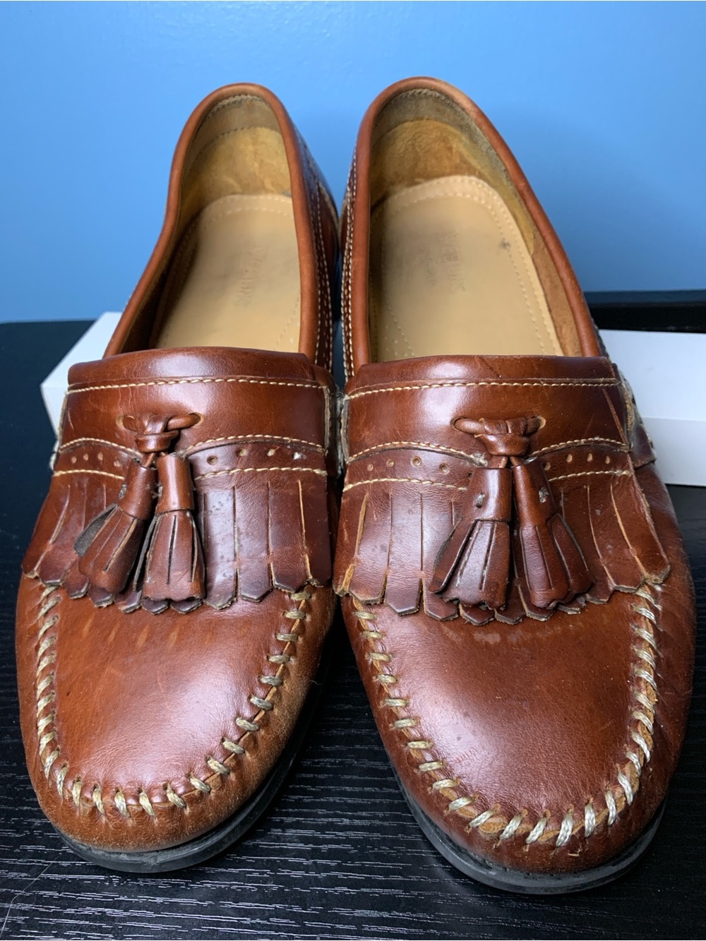 Men's Tan Leather Tassel Kiltie Loafers
